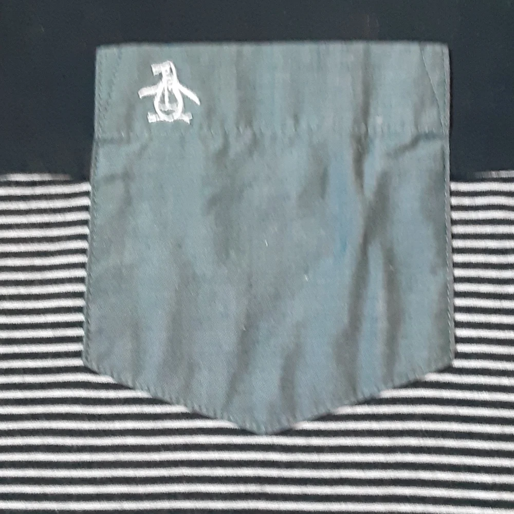 Penguin short sleeve blue and white striped shirt ,xl - Picture 2 of 9